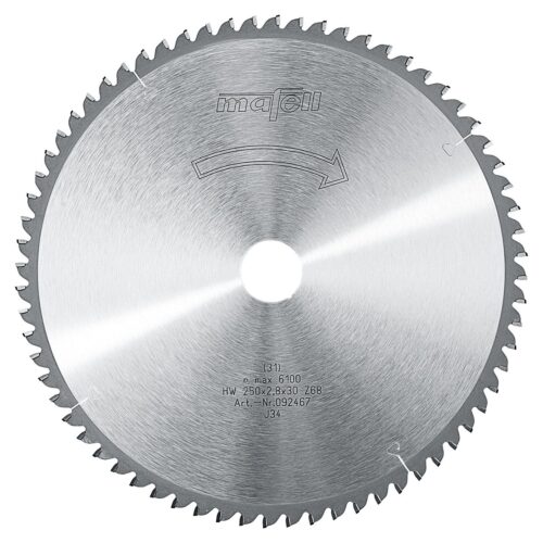 Savblad-HM 250 x 1,8/2,8 x 30 mm, Z 68, FZ/TR, til kunststof- og aluminiumprofiler