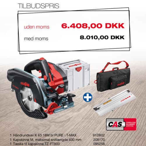 Håndrundsav K 65 18M bl PURE i T-MAX +  Kapskinne M + Taske til kapskinne TZ-FT800