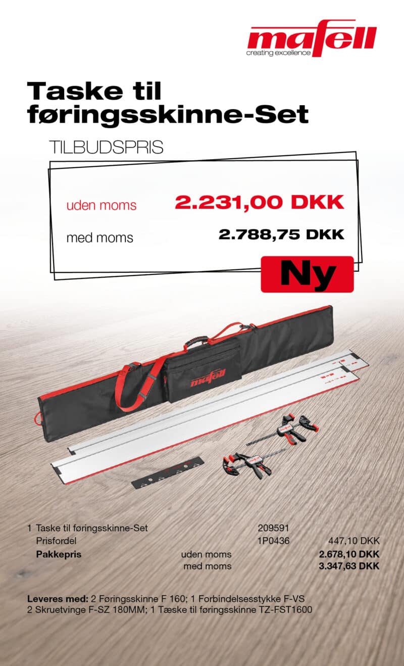 Mafell Taske til føringsskinne-Set 2 x F 160 + F-VS + 2 x F-SZ 180 MM + taske til føringsskinne
