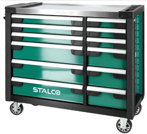 værkstedsvogn med 12 skuffer og rustfri stålplade – STALCO