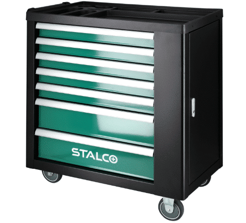 værkstedsvogn med 7 skuffer og sideopbevaring – STALCO
