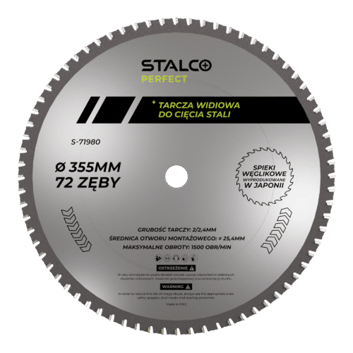 Skæreskive til stål ø355 x 2/2,4 x ø25,4 , 72z - PROF Serie - STALCO PERFECT