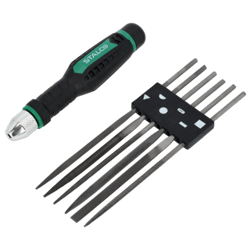 Sæt med præcisionsfiler med håndtag, 7 dele STALCO