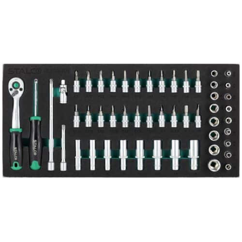 Topnøglesæt 1/4” – 53 dele, 90T, EVA-indsats – STALCO