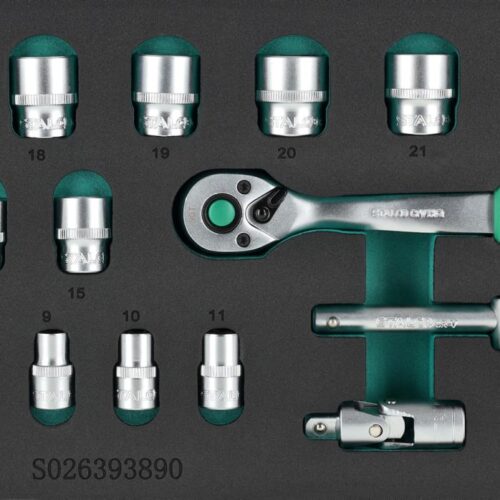 Topnøglesæt 3/8” 6–24 mm, 22 dele, 90T, CrV, EVA-indsats – STALCO