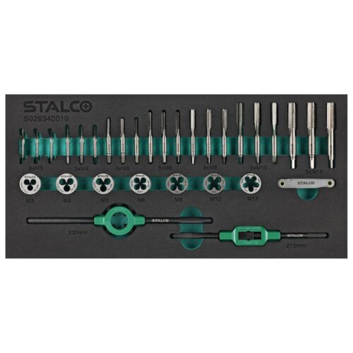 Gevindtap- og snittesæt, 31 dele, EVA-indsats – STALCO