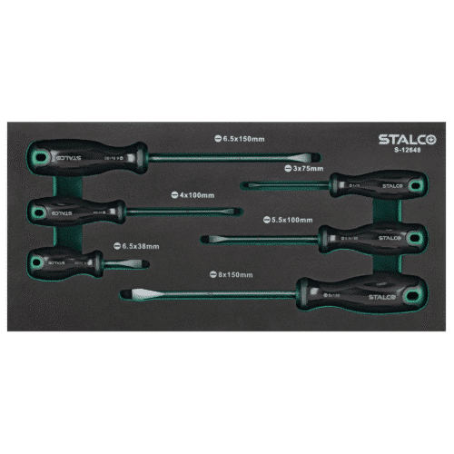 Fladskruetrækkersæt 6 dele, S2, EVA-indsats – STALCO
