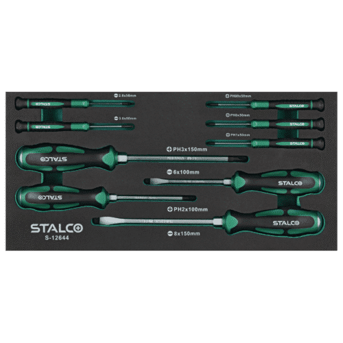 Sæt med slagfaste og præcisionsskruetrækkere, 9 dele, CrV, EVA-indsats – STALCO