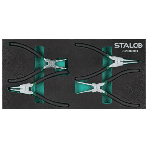 Seegerringstangsæt, 4 dele, CrV, EVA-indsats – STALCO