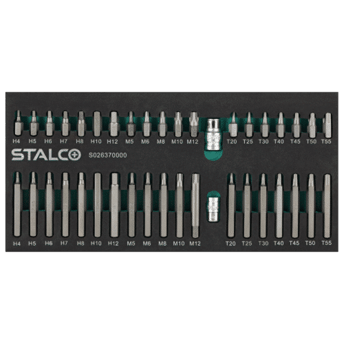 Bitsæt Hex, Torx, Spline med adaptere, S2, 40 dele, EVA-indsats – STALCO