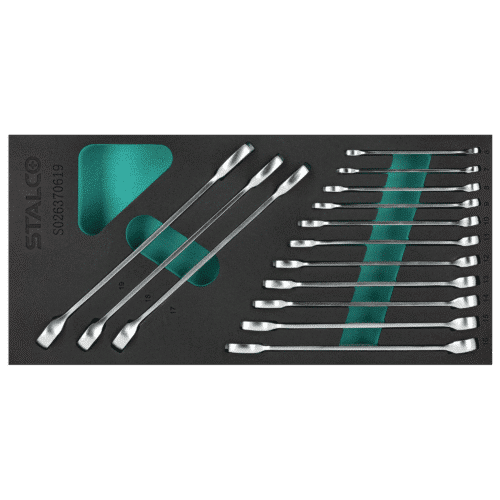 Sæt fast- og ringnøgler 6–19 mm, CrV, 14 dele – STALCO